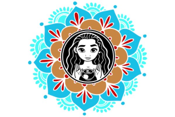 Stylized Portrait with Floral Patterns and a Central Character