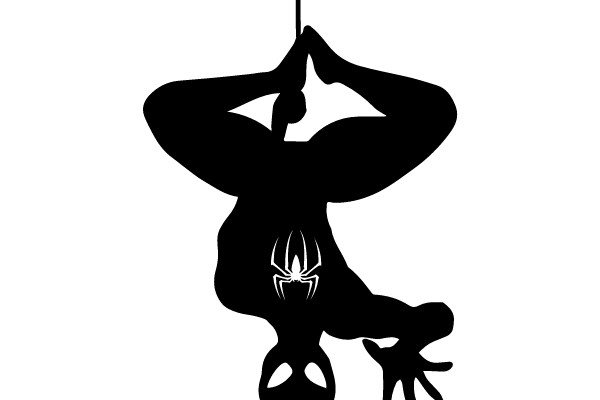Spider-Man silhouette in a web-swinging pose.