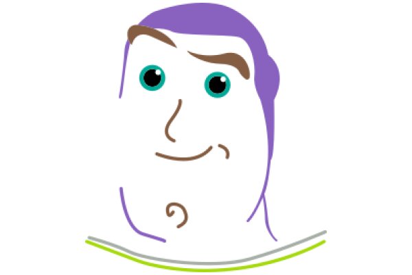 A Friendly AI Assistant with a Purple Head and Blue Eyes
