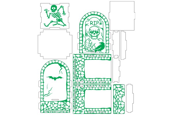 A Collection of Halloween-Themed Stickers and Decals