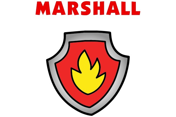Shield with Red Background and Yellow Flame Symbol