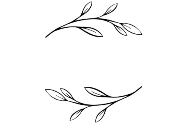 Simplistic Line Drawing of a Branch with Leaves