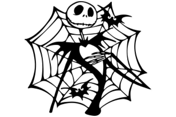 A Silhouette of a Spooky Scene: A Heart-Shaped Jack-o'-Lantern with a Spider Web