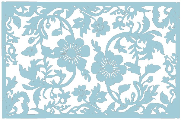 Artistic Blue Floral Pattern on a White Background