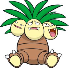 A Whimsical Illustration of a Trio of Egg-like Creatures with a Large Plant on Top, Sitting Together on a White Background.