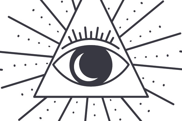 Eye within a Triangle with Radiating Lines