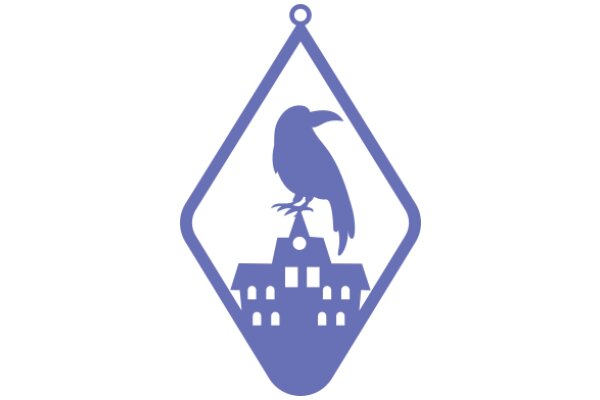 A Symbolic Illustration of a Bird Perched on a Building, Inside a Diamond-Shaped Border