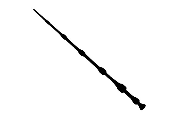 An Isolated Black Wand with a Pointy Tip