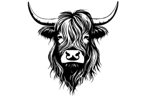 Stylized Bull Head with Horns and Eyes