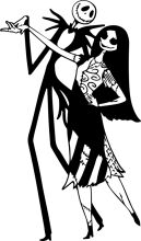 A Timeless Tale of Love and Friendship: A Black and White Illustration of Jack Skellington and Sally