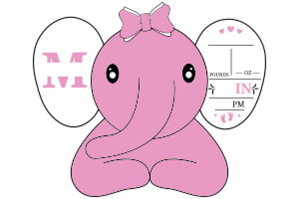 A Playful Pink Elephant with a Bow and a Sign
