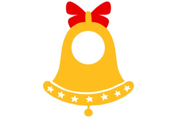 Vibrant Yellow Bell with a Red Bow and Stars