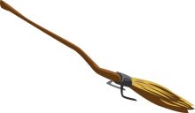 A Whimsical Wand: A Close-Up View of a Brown Broom with a Silver Handle