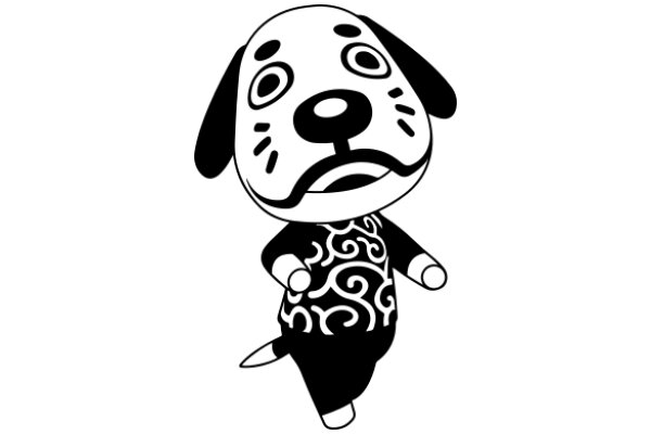A Whimsical Illustration of a Shiba Inu Dog with a Stylish Outfit and a Sad Expression