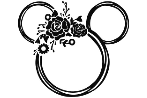 Elegant Mickey Mouse Ear Logo with Floral Design and Text