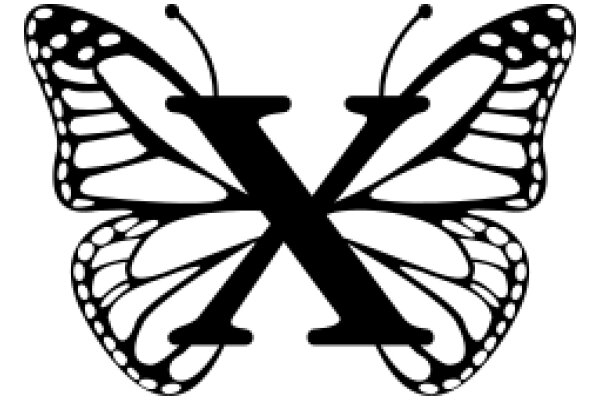 Stylized Black X Inside a Butterfly Silhouette