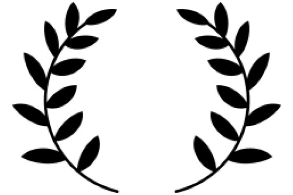 Elegant Black Laurel Wreath on White Background