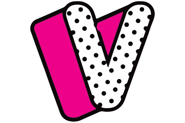 Bold Pink and White Polka Dot Letter V