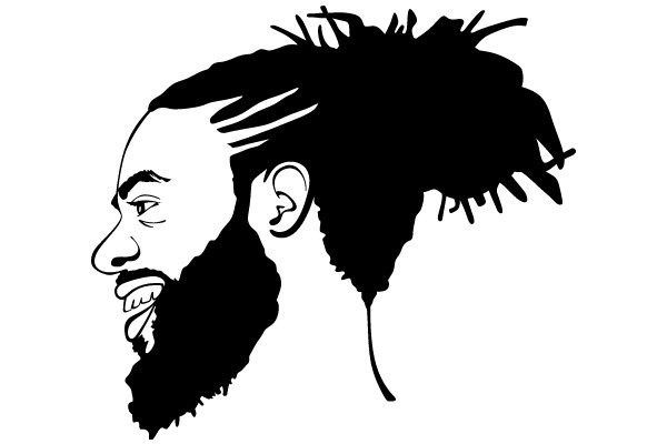 Stylized Portrait of a Man with a Beard and Afro