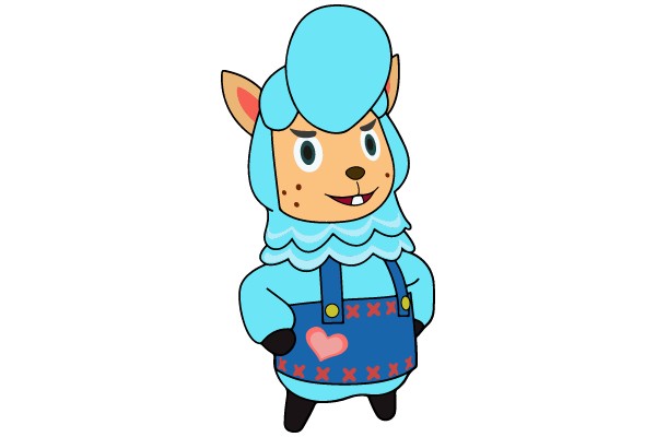 Cheerful Llama with Love: A Whimsical Character in Blue