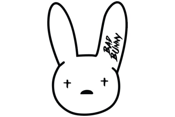 Simplistic Line Drawing of a Bunny with a Cross on Its Head