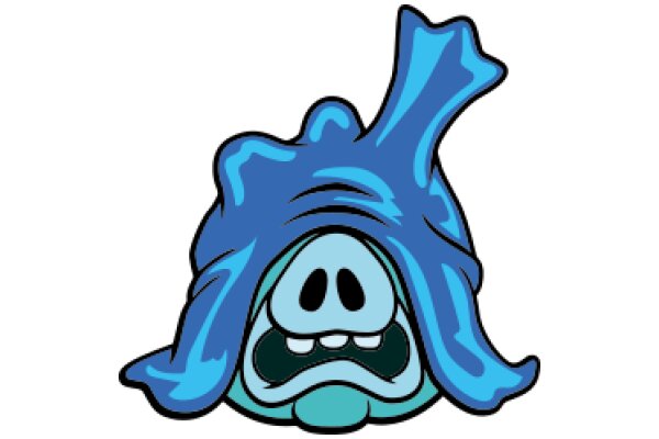 A Blue Cartoon Character with a Big Nose and a Hoodie, Looking Surprised or Confused.
