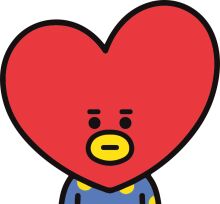 A Heartwarming Illustration of a Red Heart-Shaped Character with a Yellow Mouth and Blue Shirt