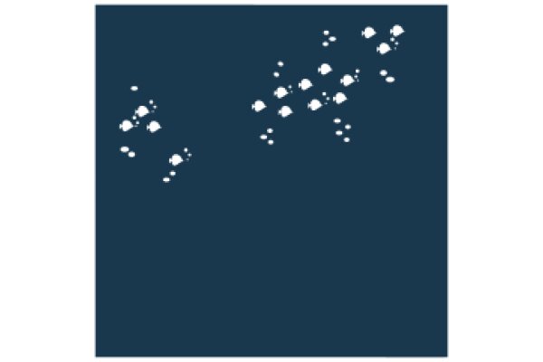 A Dark Blue Sky with White Speckles and Fish Silhouettes