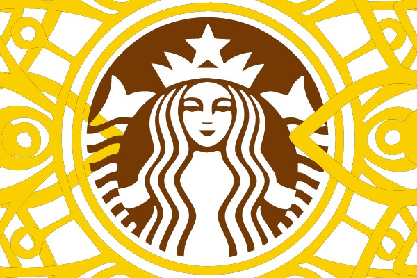 Starbucks Logo with Lotus Flower Border