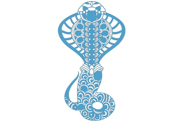 Stylized Blue Snake Design with Intricate Patterns