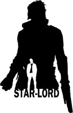 A Silhouette of a Star-Lord and a Human, with the Text 'STAR-LORD' Below Them