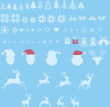 Holiday-Themed Pixel Art: A Collection of Christmas Symbols and Animals