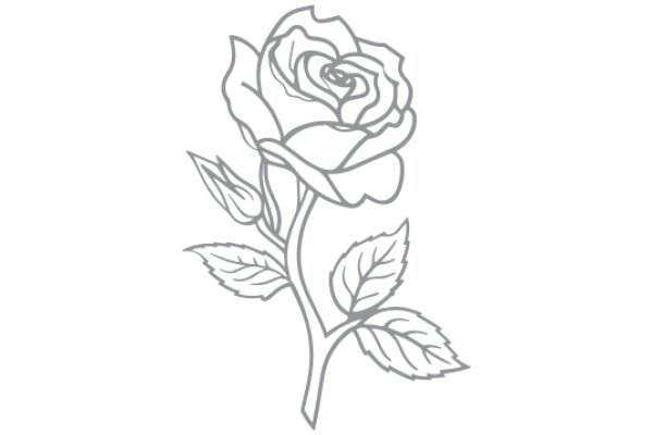 A Single Rose with Leaves, in