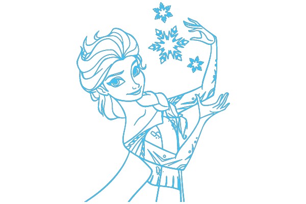 Enchanting Whispers: A Blue-Line Drawing of a Magical Encounter