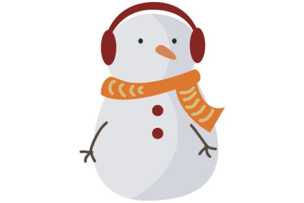 A Friendly Snowman with Headphones and a Scarf