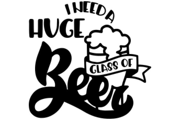 A Playful Advertisement for Beer: 'I Need a Huge Beer' with a Glass of Beer as the Centerpiece