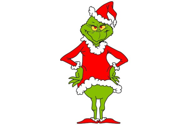 The Grinch's Festive Holiday Outfit: A Christmas-Themed Cartoon Character