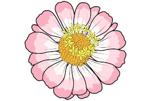 Vibrant Flower with a Yellow Center and Pink Petals