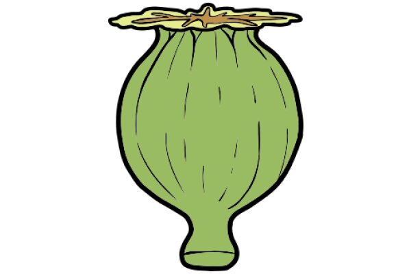 A Cartoon Illustration of a Green Fruit with a Yellow Top