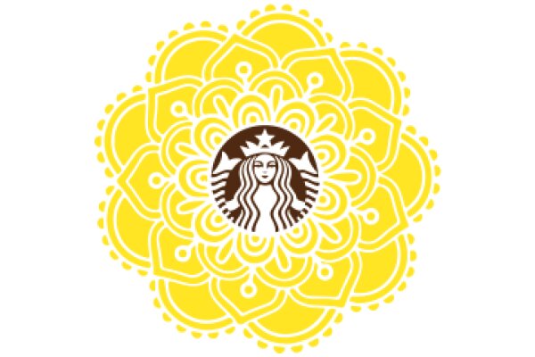Stylized Starbucks Logo with Yellow Background and Floral Design