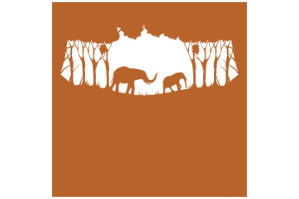 A Serene Scene of Wildlife: An Elephant and a Rhino in a Forest
