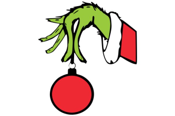 A Festive Scene with a Green Monster and a Red Ball