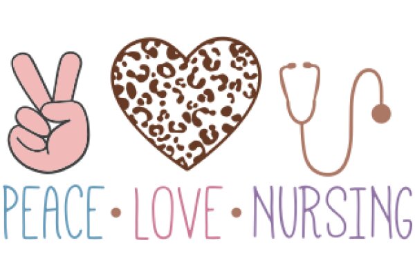 A Graphic Design of a Peace, Love, and Nursing Sign with a Heart and Stethoscope