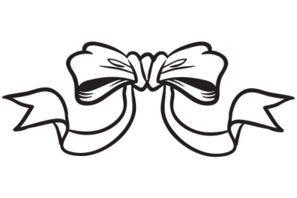 A Simple Line Drawing of a Bow and Ribbon