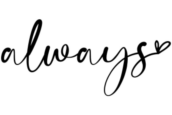 Handwritten Sign with the Words 'Always' and 'Love' in Black Ink on White Background