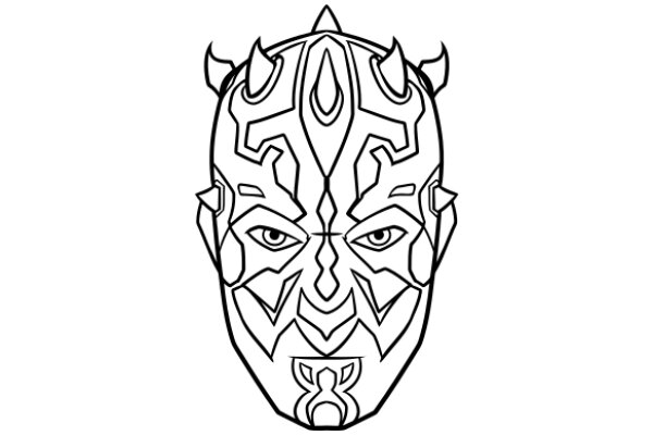 Stylized Mask with Intricate Design and Pointed Horns