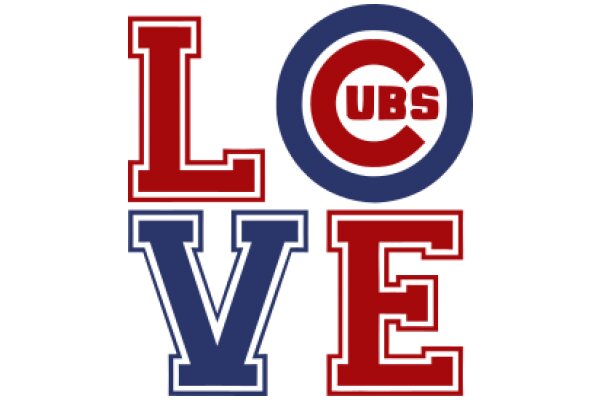 Cubs Love: A Graphic Design Showcasing the Chicago Cubs' Logo and the Word 'Love' in a Stylized Font