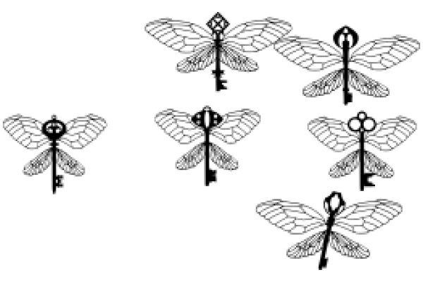 A Collection of Key-themed Dragonfly Designs