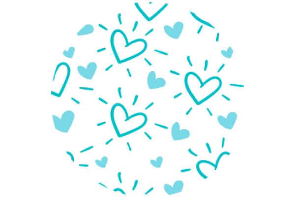 A Whimsical Display of Love: A Collection of Blue Hearts and Lines