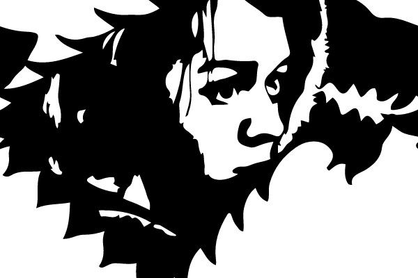 Silhouette of a Pensive Woman with Spiky Hair